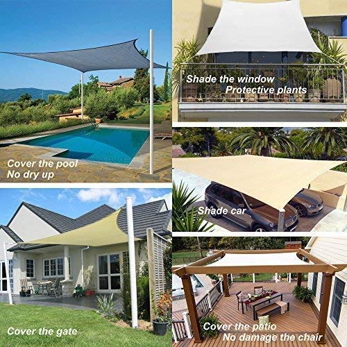 Sun Shade Sail Canopy, Patio Shade Cloth Outdoor Cover - Sunshade Fabric Awning Shelter for Pergola Backyard Garden Carport (Brown, 16' x 20' Rectangle) - Image 7