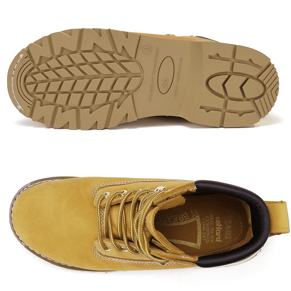 WORKPOINT Men's 6" Nubuck Leather Work Boots – Soft Toe, Durable PU Sole, Goodyear Welt, Wheat, 84101 - Image 3