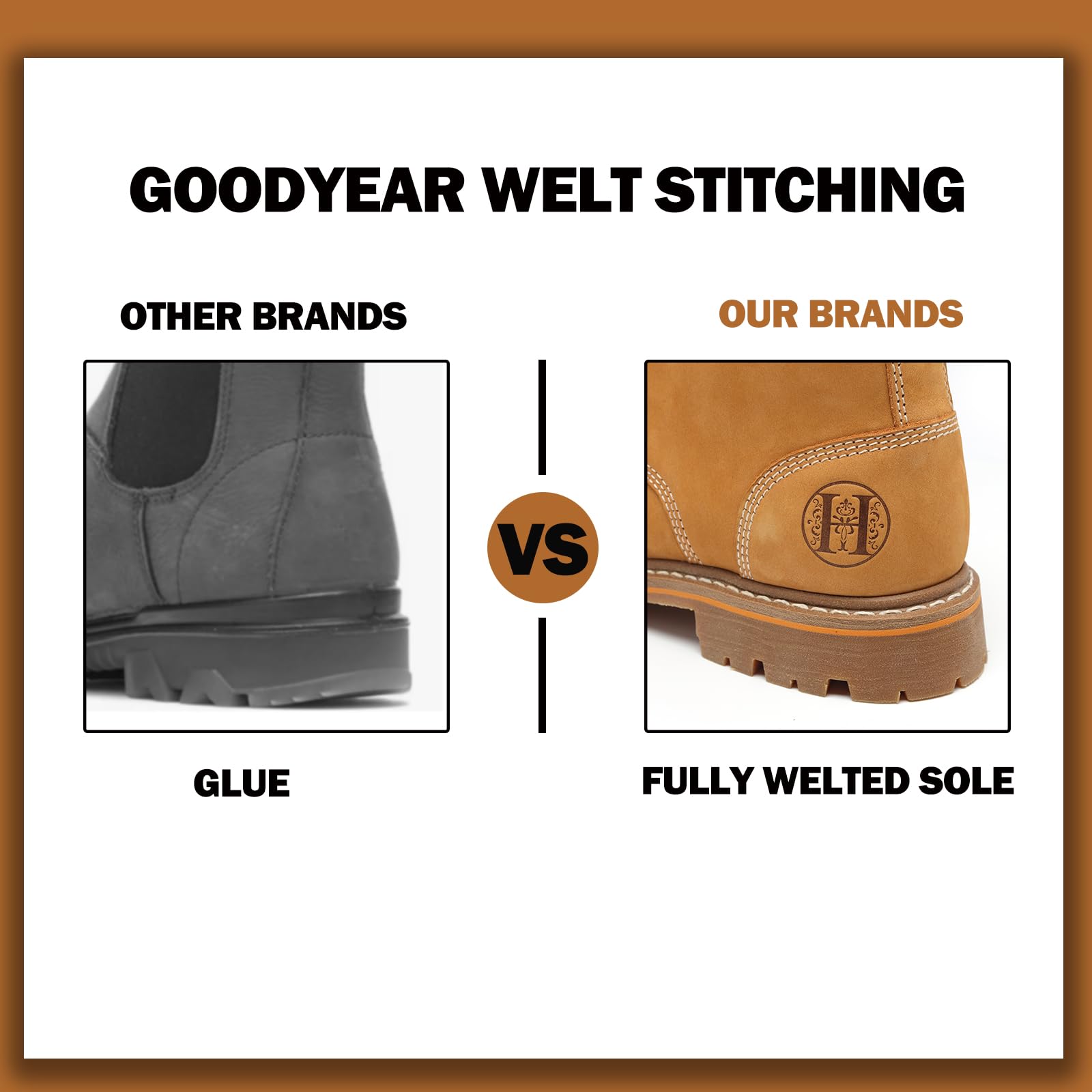 WORKPOINT Men's Soft Toe Nubuck Leather PU Sole, Wheat Work Boots-82103 - Image 5