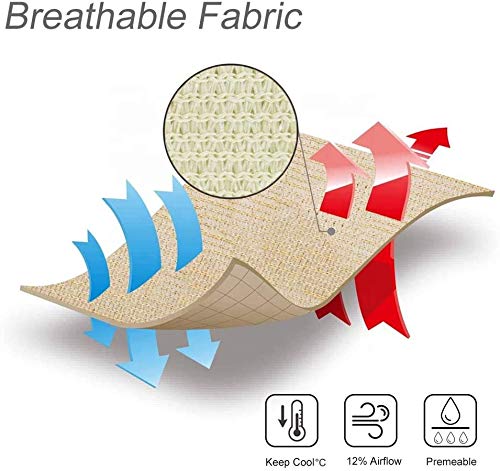 WORKPOINT Rectangle 6'x8' Patio Sun Shade Sail, Shade Sail UV Block Shade Cloth - Sunshade Fabric Awning Shelter for Pergola Backyard Garden Carport (Sand Color) - Image 3