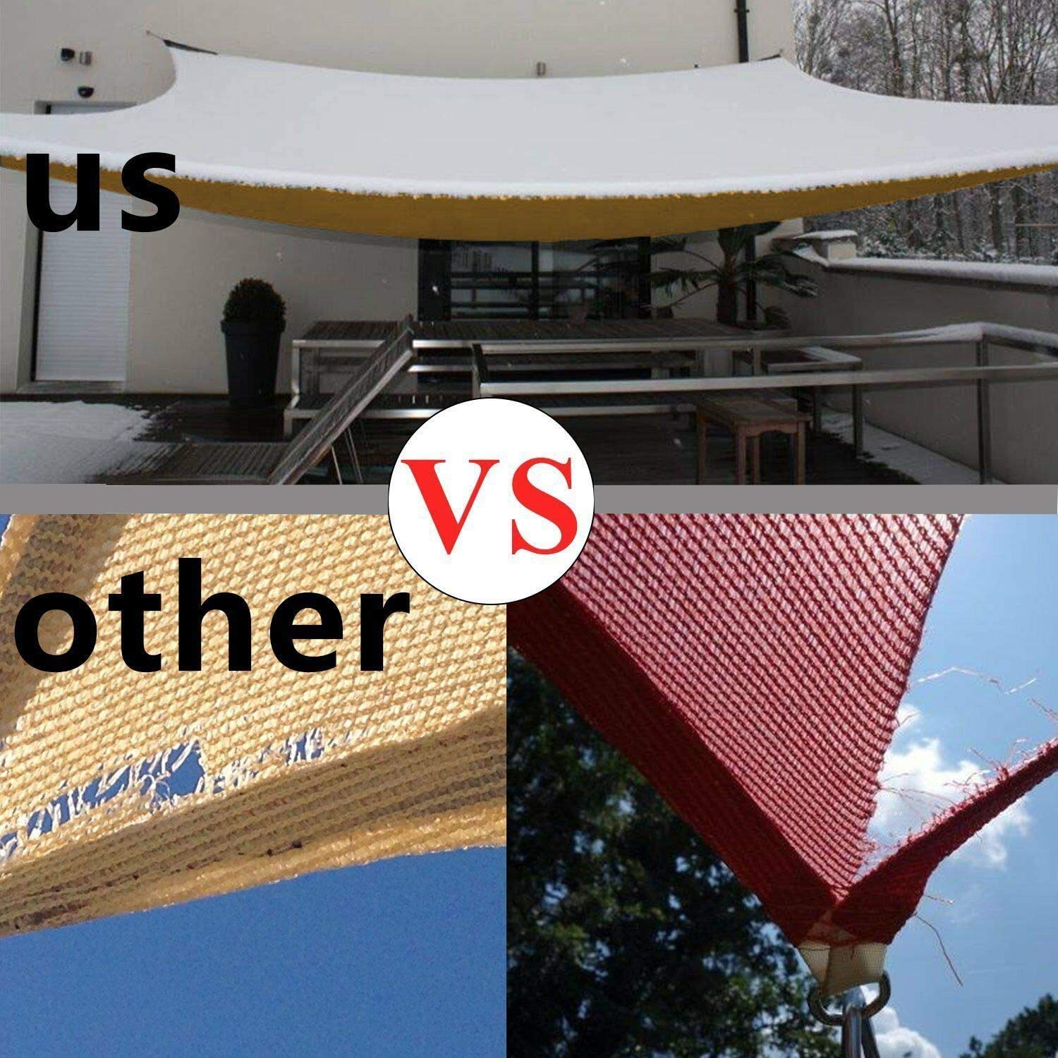 WORKPOINT Rectangle 6'x8' Patio Sun Shade Sail, Shade Sail UV Block Shade Cloth - Sunshade Fabric Awning Shelter for Pergola Backyard Garden Carport (Sand Color) - Image 5