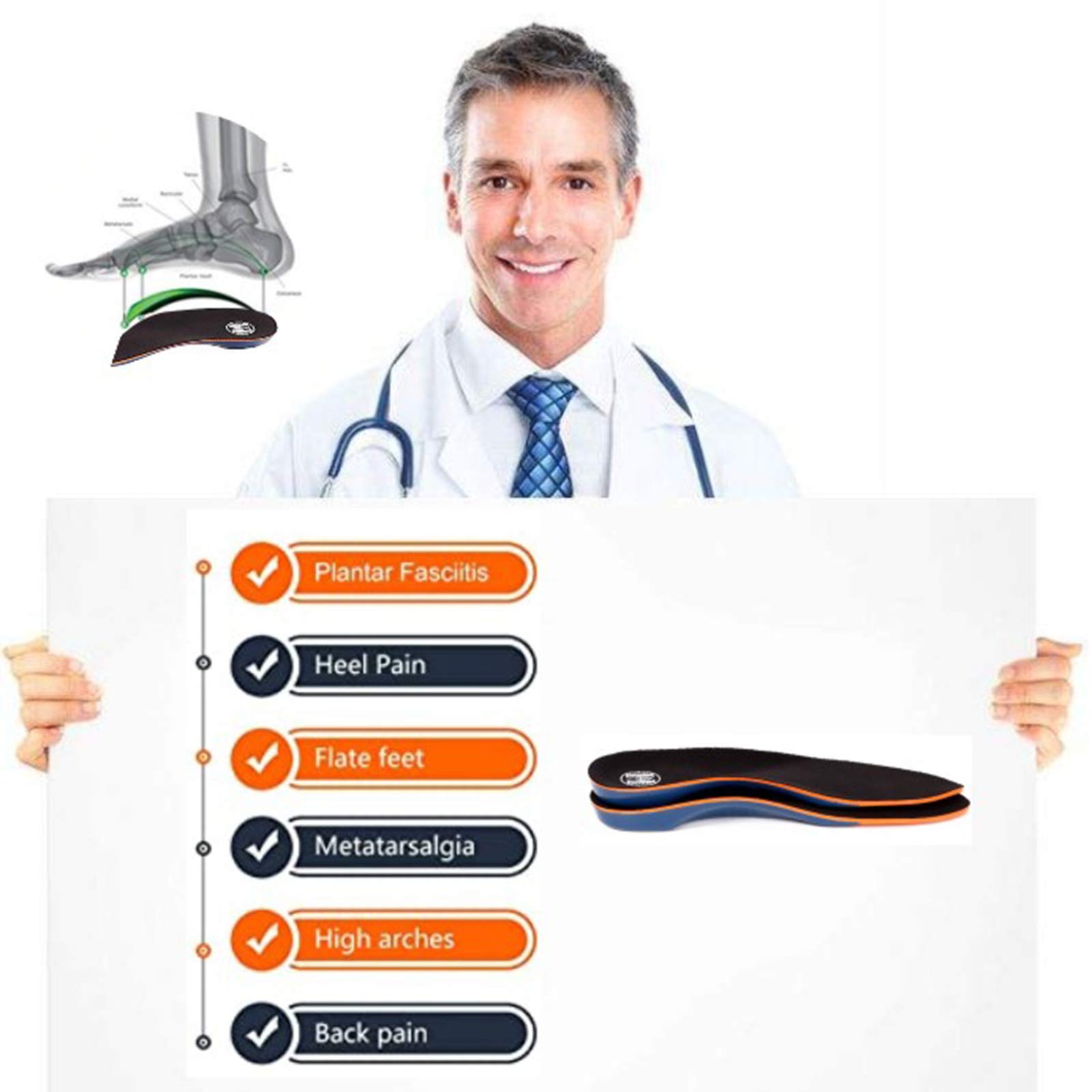 WORKPOINT Shoe Insoles for Men, Memory Foam Insoles Relieve Flat Feet & Heel Pain Anti-Fatigue Arch Support Work Boot/Hiking Shoe Inserts (L) - Image 4