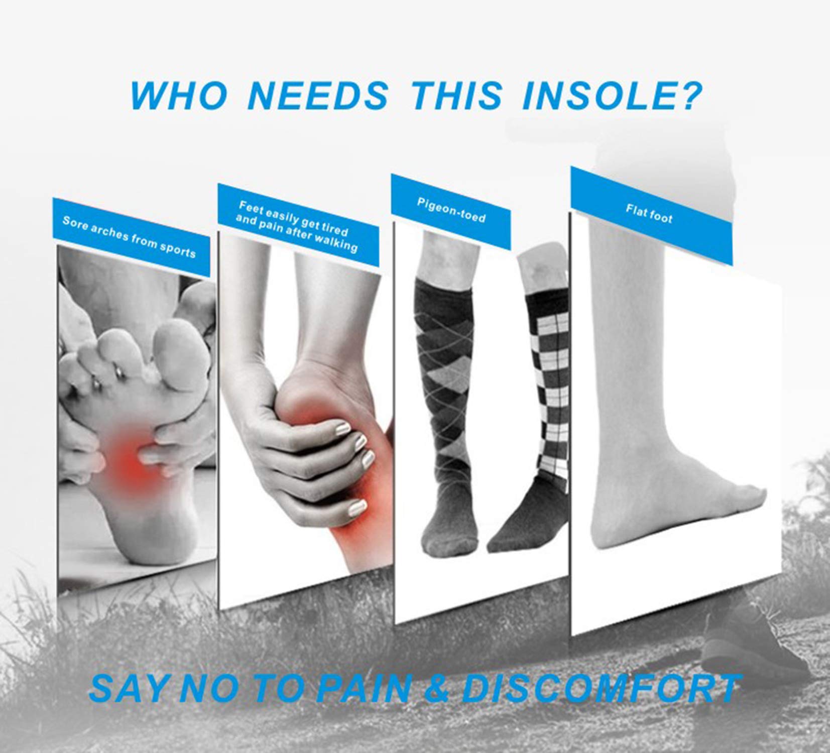 WORKPOINT Shoe Insoles for Men, Memory Foam Insoles Relieve Flat Feet & Heel Pain Anti-Fatigue Arch Support Work Boot/Hiking Shoe Inserts (L) - Image 5